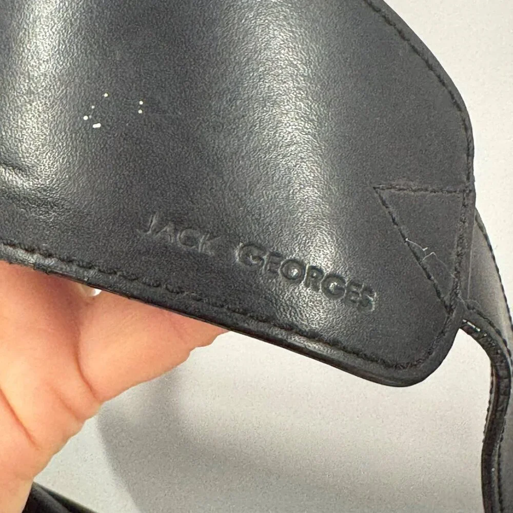 Jack Georges Black Leather Briefcase Executive Business Bag W/Adjustable Straps